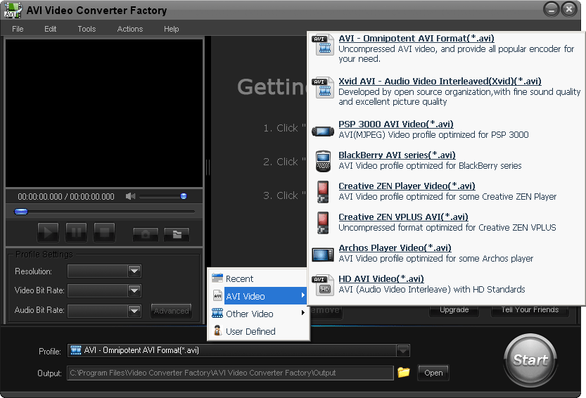 Free AVI Video Converter Factory