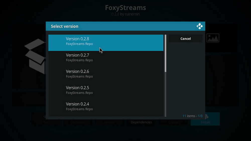 Install the latest FoxyStreams