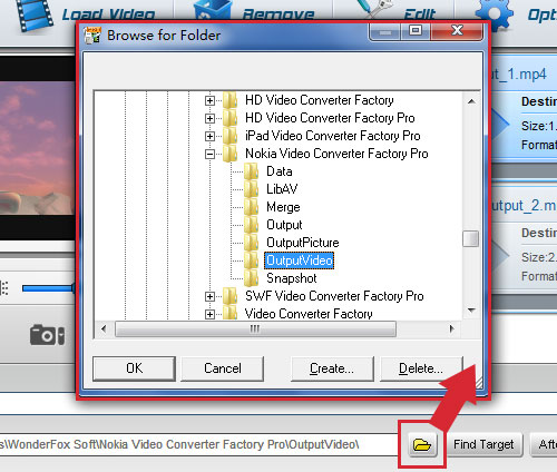Set destination folder