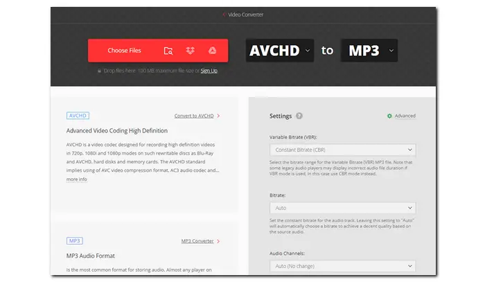 AVCHD M2TS to WAV/MP3 Online