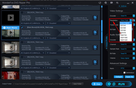 Change output video resolution