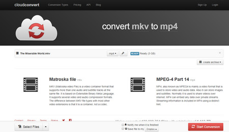 Convert MKV files online