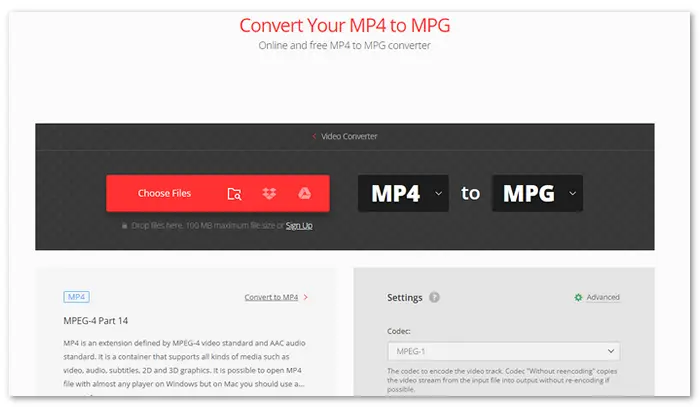 Convert MP4 to MPG Free Online