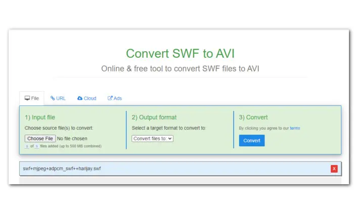 Convert SWF with FreeFileConvert 