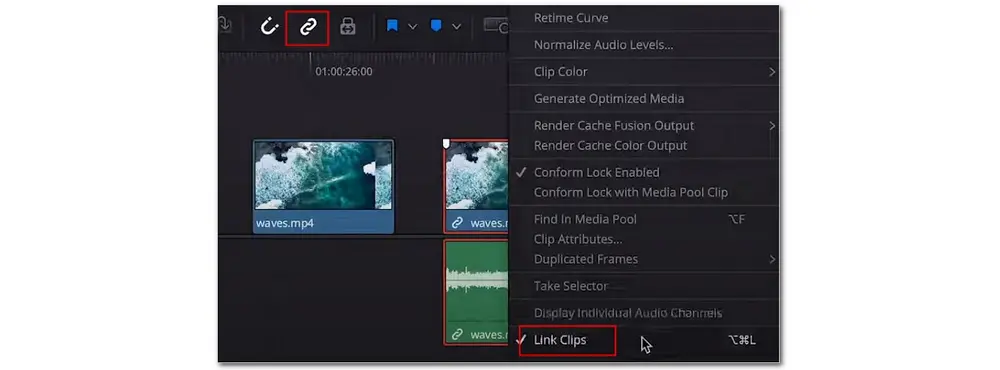 Separate Audio from Video DaVinci Resolve