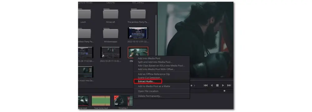 Extract Audio from Video DaVinci Resolve