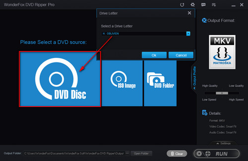 Select a drive letter to add DVD source