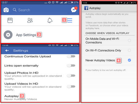 Turn Off Autoplay Facebook on Android