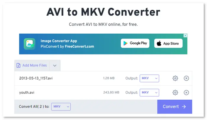 AVI to MKV Converter Free Online
