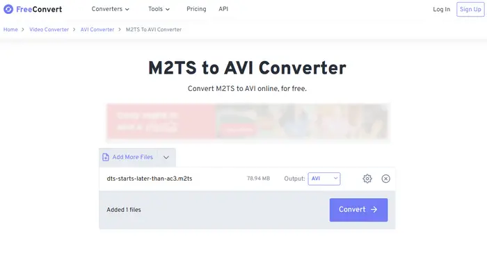 FreeConvert Convert M2TS