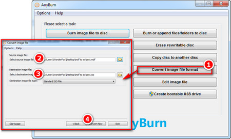 Convert .mdf to ISO with Anyburn