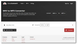 Convert MKV to MP3 with CloudConvert