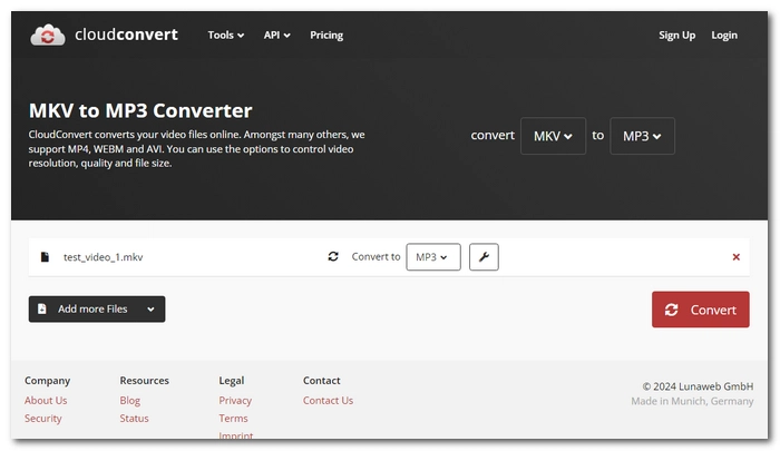 Convert MKV to MP3 with CloudConvert