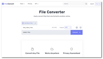 Convert MKV to MP3 with FreeConvert