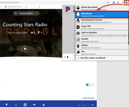 Save Music from Pandora with Video DownloadHelper