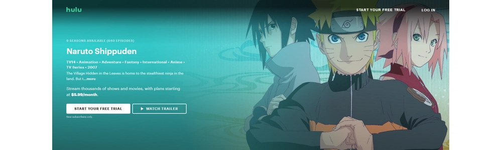 Hulu – Watch Naruto Shippuden Dubbed Episodes