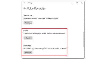 Uninstall the Voice Recorder