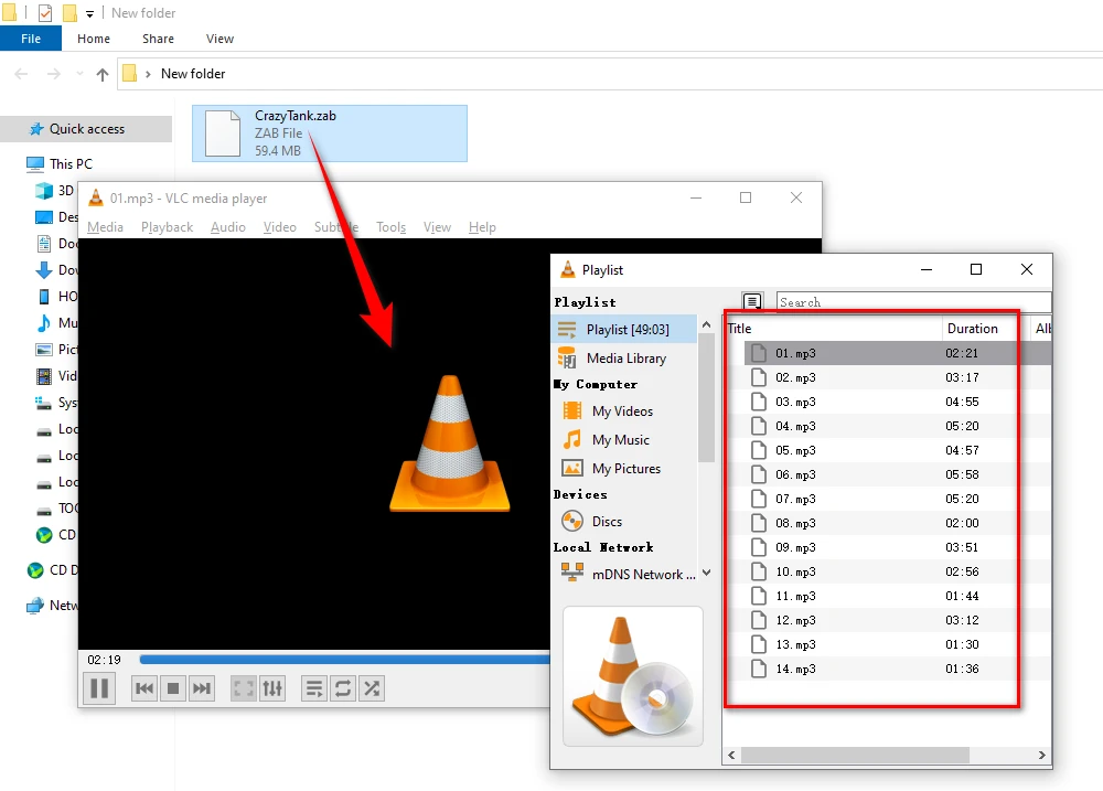 Play ZAB Files in VLC