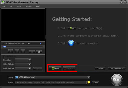 Add Video to MP4 video converter