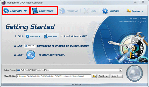 Load dvd or video source file