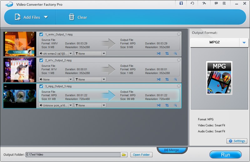 Video Converter Factory Pro is capable of converting almost all video formats