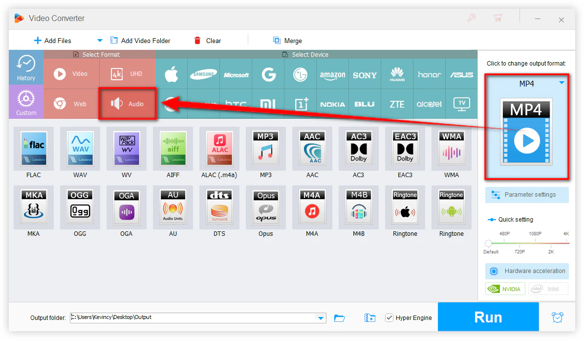 Select an Output Audio Format
