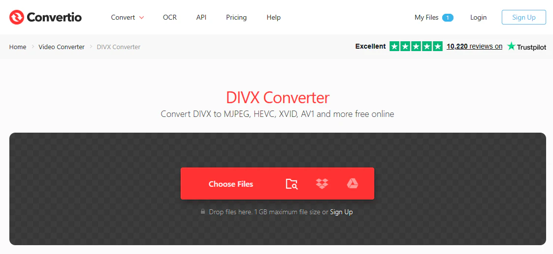 Start DivX video conversion