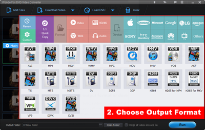 Step 1, Select Output Format or Device.