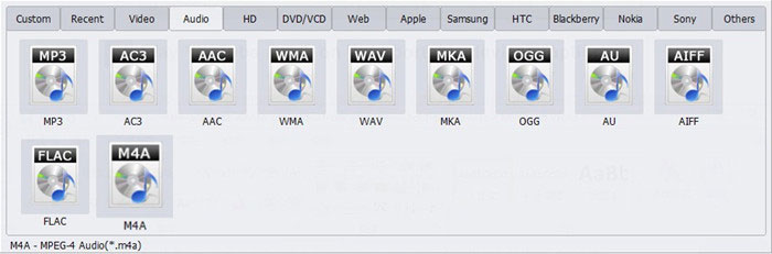 Choose Output Audio Format