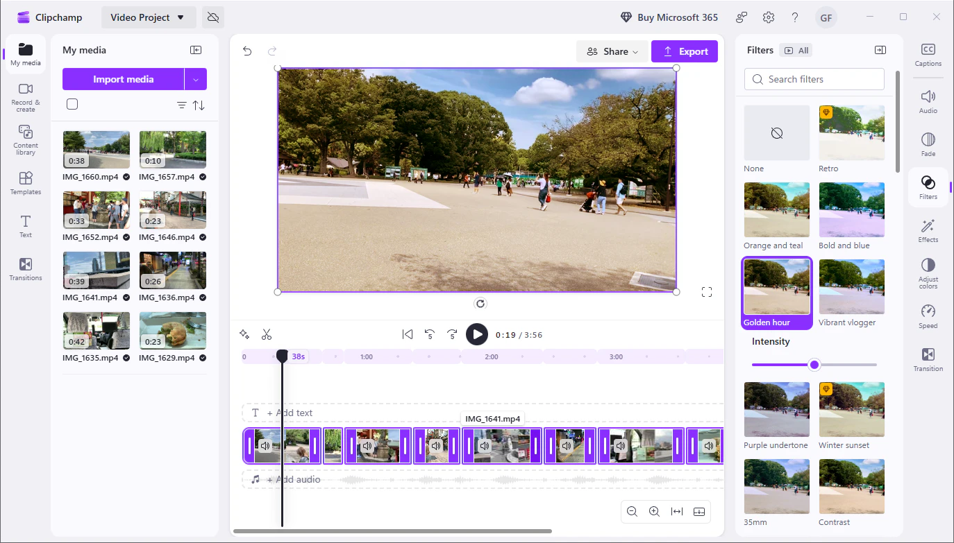 Screenshot of Clipchamp