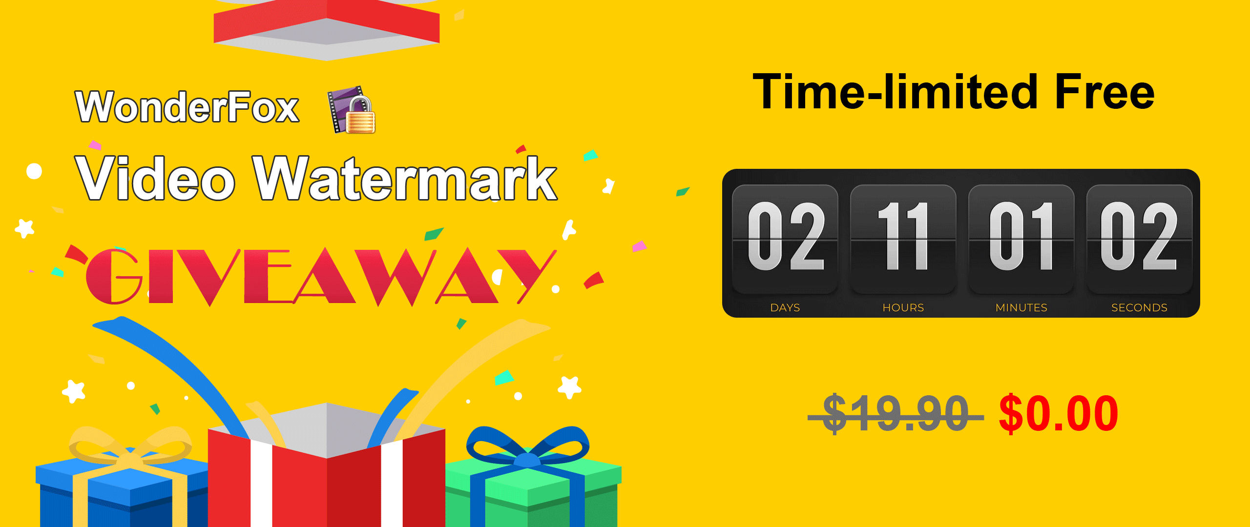 WonderFox Video Watermark Giveaway. A Timelimited gift for Tickcoupon Giveaway users.