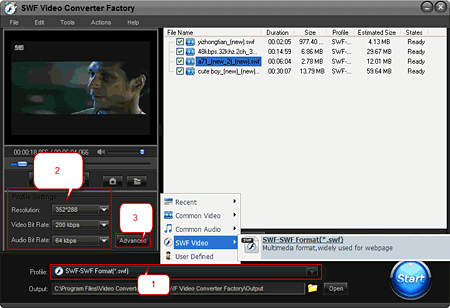 Choose output video profile