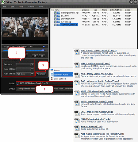 Choose output video profile