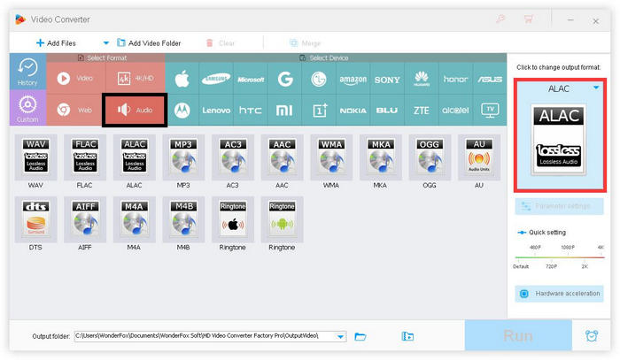 Select an output format