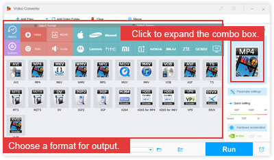 Step 1, Select output format.