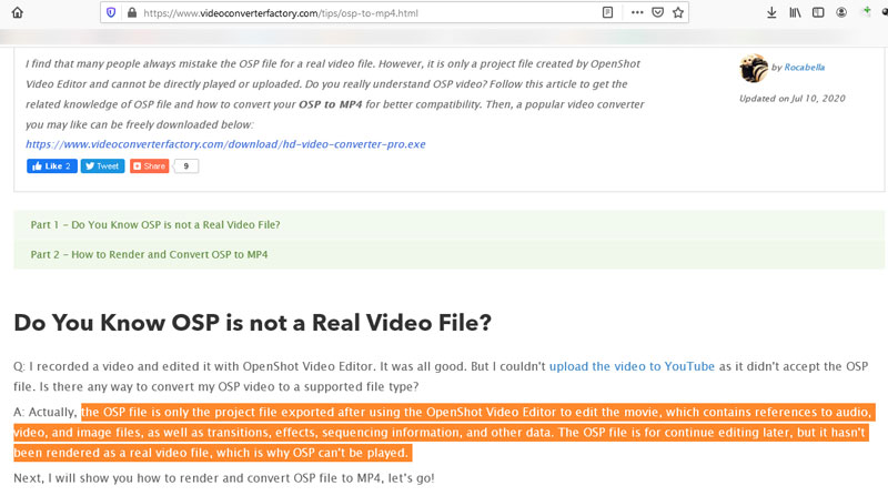 OSP is not a real video