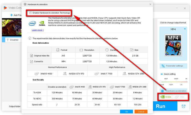 enable/disable the hardware acceleration