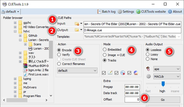 CUEToolsでAPE CUEファイルを分割