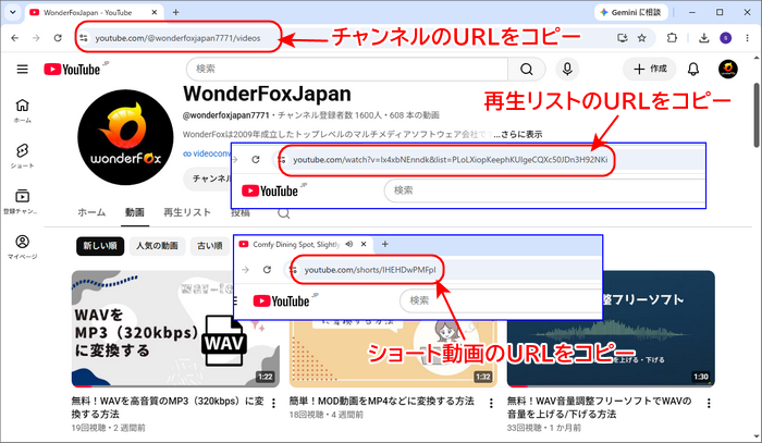 YouTube動画のURLをコピー