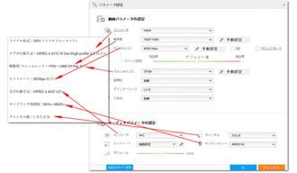 diga mp4 取り込み 変換 パラメータ設定