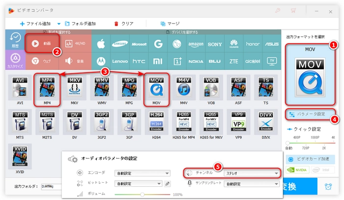 形式選択・チャンネル設定