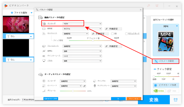 GoPro HEVC変換 コーデック設定