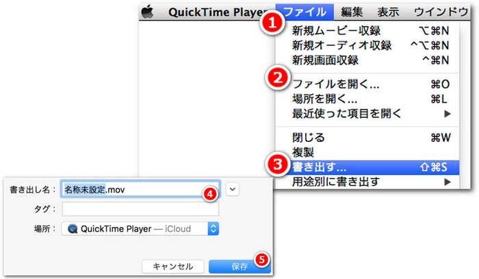 MP4をiPhone用に変換 QuickTimePlayer