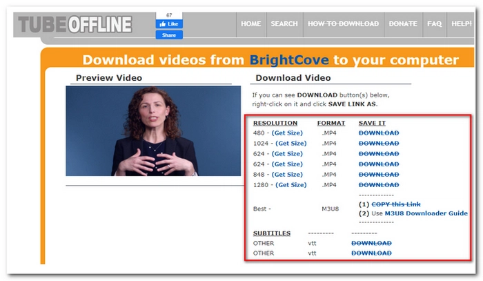 サイトでBrightcove動画をダウンロード ダウンロードを開始