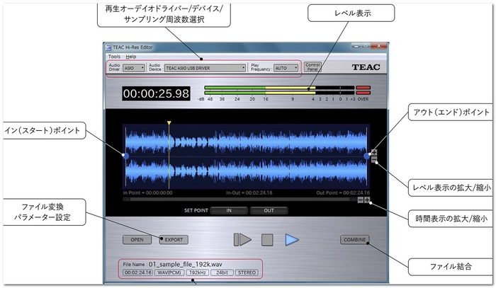 DSDからPCMへの変換 TEAC Hi-Res Editor