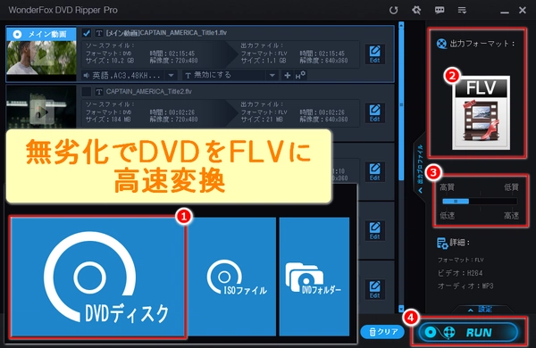 DVDをFLV(フラッシュ動画)に高速変換する方法