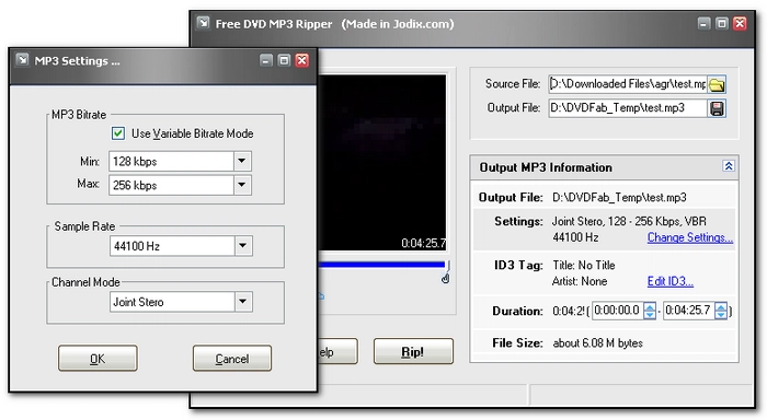 DVDから音楽だけを取り出す Free DVD MP3 Ripper