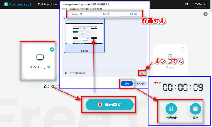 PC画面録画フリーソフト9－Apowersoft