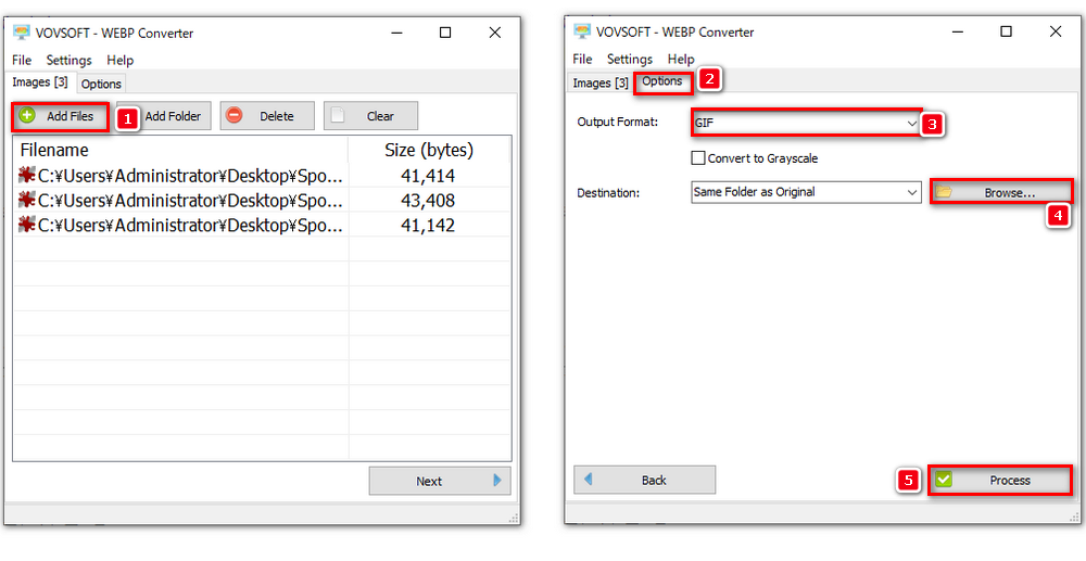 WebP GIF変換フリーソフトその３、Vovsoft WEBP Converter