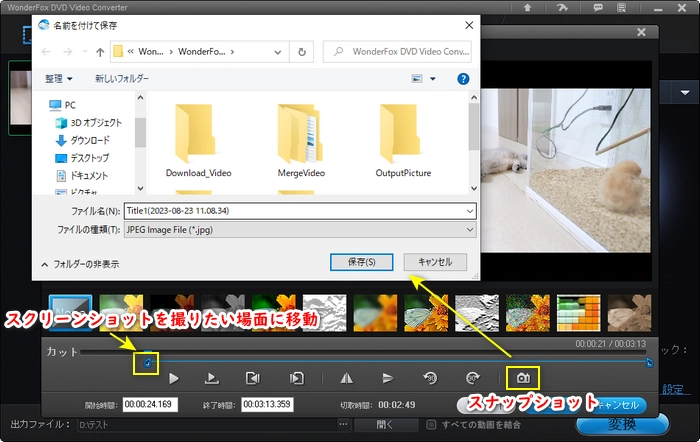 動画からのスクリーンショットを保存